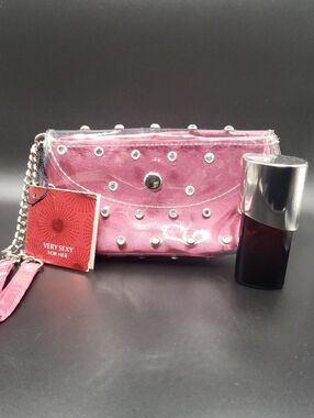Victoria's Secret Sparkle Studded Pink Lined Wristlet with .25 Very Sexy For Her